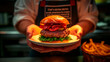 Chef's Pride: Large, Appetizing Hamburger Shines in Kitchen Brilliance