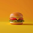 Iconic Burger Art: 3D Cartoon Design for Fast-Food Lovers