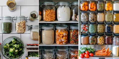 Wall Mural - Food and Meal Prep Organization: Images showing meal planning, grocery shopping organization, and food storage.