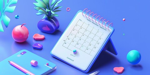 Poster - Calendar app with detailed daily agenda, time management, close-up, structured day 