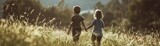 Fototapeta Miasto - Sibling Adventures, siblings exploring the outdoors together