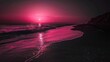 Mystical black and pink summer beach night