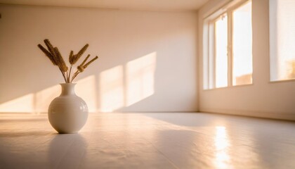 Wall Mural - an image of a white empty interior decorated with a clean white vase