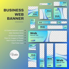 Poster - business web banners template design with image space. vector