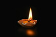 Close-up of a burning candle on a black background