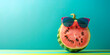 Refreshing Delight Mouthwatering Watermelon Cubes Tropical beach idea with fresh watermelon Watermelon fruit with sun glasses