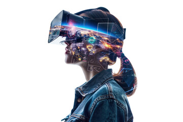 Poster - Metaverse: A virtual world that connects people. People are interested in the new experiences the metaverse will offer. Isolated on a transparent background.