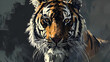 Artistic Style Painting Drawing of Tiger Aspect 16:9