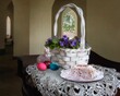 Easter still life with floral basket