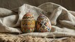 Tribal tapestry Easter eggs with traditional tribal patterns and colors
