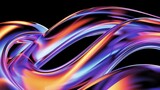 Fototapeta Panele - abstract swirl fluid rainbow chrome on a black background