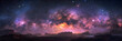 Scenic Cosmos Vista: Nebula Artistry and Meteor Magic against Star-studded Sky