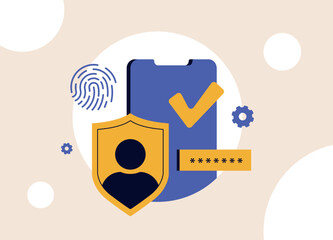 Poster - passwordless authentication. zero sign-on, shield, sign-in form, password and biometric authenticati