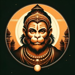 Wall Mural - Illustration of a lord hanuman portrait for hanuman jayanti celebration.