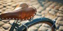 Vintage Bicycle With Leather Seat Detail, Close-up, Soft Daylight, Nostalgia And Simplicity Of Past Rides