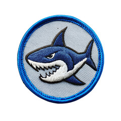 shark embroidered patch badge isolated on transparent background
