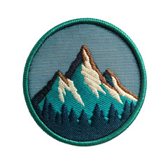 mountain embroidered patch badge isolated on transparent background