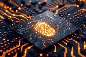 Poster - A computer chip with a fingerprint on it