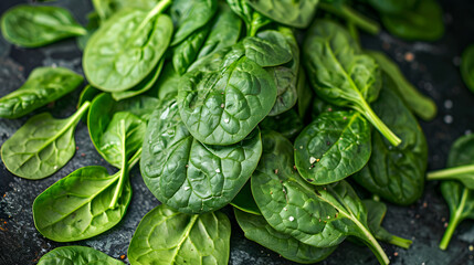 Wall Mural - a bunch of spinach leaves with water drops on them.