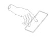 One continuous line.The hand touches the smartphone screen. Using the device manually. Tap the screen with your finger. One continuous line drawn isolated, white background.