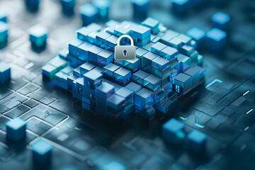Poster - A blue cube with a lock on it