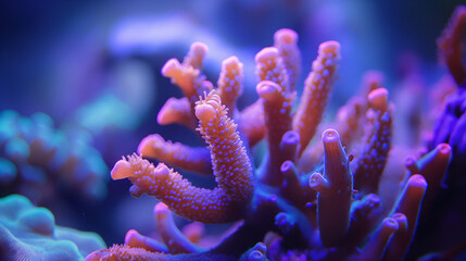 Wall Mural - close up of colourful fluorescent coral