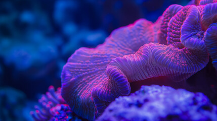 close up of colourful fluorescent coral