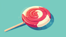 Lollipop Line Icon 2d Flat Cartoon Vactor Illustrat