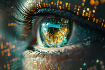 Poster - A close up of a person's eye with a blurry background