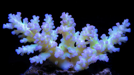 Wall Mural - colourful fluorescent coral isolated on black background