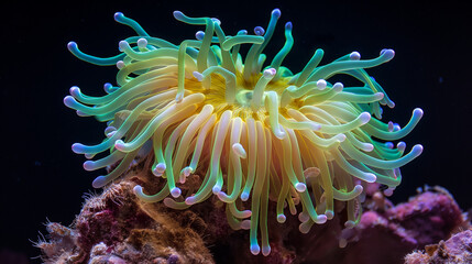 colourful fluorescent coral isolated on black background