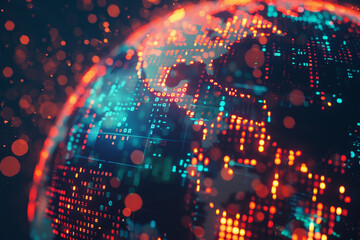 Poster - A blue and orange globe with a lot of numbers on it