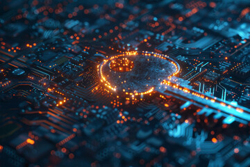 Poster - A computer chip with a glowing center