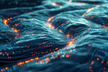 Poster - A blue and orange wave with a lot of sparkles