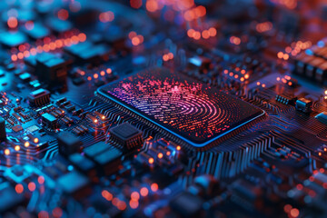 Poster - A computer chip with a fingerprint on it