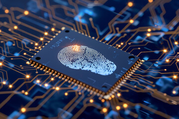 Poster - A computer chip with a fingerprint on it