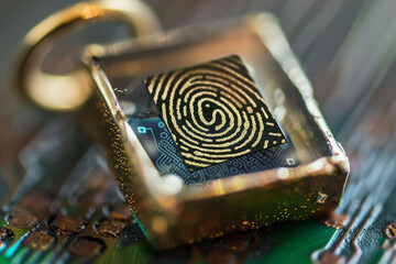 Poster - A gold colored ring with a fingerprint on it