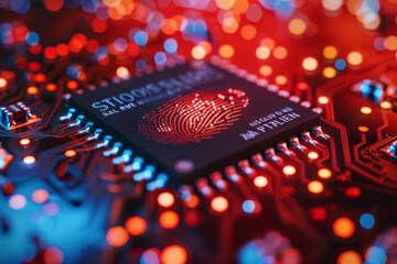 Poster - A computer chip with a fingerprint on it