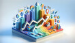 3d flat icon as Strategy Spectrum An ad showcasing a spectrum of business strategies leading to victory. in financial growth and innovation abstract theme with isolated white background ,Full depth of