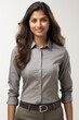 Indian woman wearing formal shirt with smile on her face