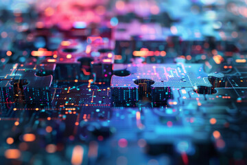 Poster - A jigsaw puzzle of a computer chip