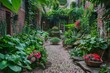 Lush Garden Bursting With Plants and Flowers