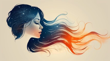 Wall Mural - Stylized Abstract Hair Massage Shop Logo Generative AI