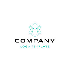 Poster - Modern Initial Letter M with Digital Wire Line Dots Hexagon Framework For Futuristic Connection Network Link Technology Logo Design