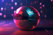 disco ball with lights. party, dance, light, disco ball, club, sphere, mirror, music, nightclub, vector, night, illustration,Ai generated 