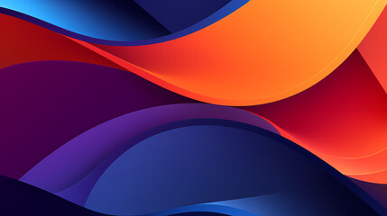 Sticker - Multi colored abstract red orange green purple yellow gradient papercut overlap layers on dark blue background