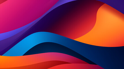 Sticker - Multi colored abstract red orange green purple yellow gradient papercut overlap layers on dark blue background