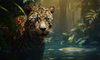 Beautiful wild leopard in amazing jungle