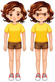 Fototapeta Desenie - Vector illustration of girl with two contrasting emotions