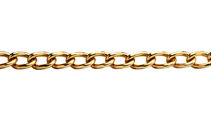 Gold chain link isolated on transparent background, PNG available